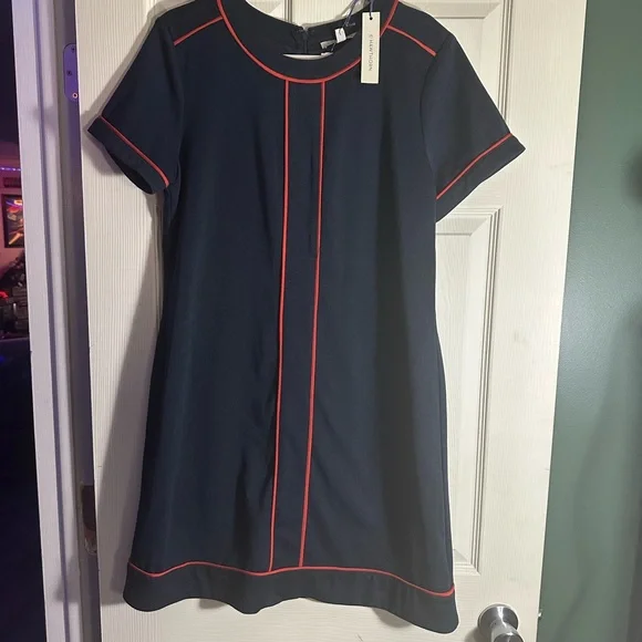 41 Hawthorn XL Navy and Orange Short Sleeved Above Knee Dress - Picture 2 of 8